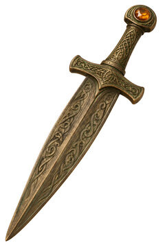 Celtic Iron Age Warrior Sword Ancient Weapon 3D Clay Render Illustration