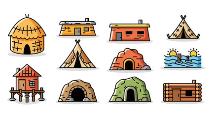 Traditional Native American Shelter Houses. © nurfa