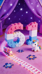 Obraz premium A building block world made of the number 