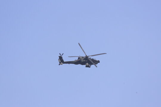 Indonesian Army AH-64E Apache Guardian attack helicopter flying in the sky