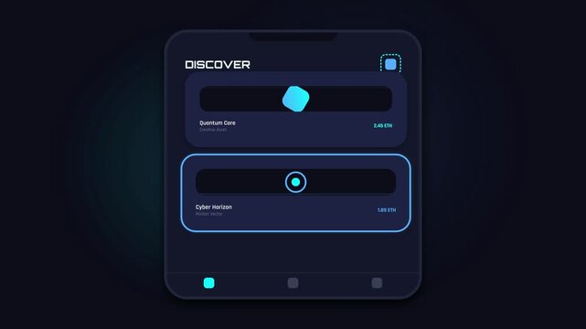 Dark Mode Mobile App Interface with Discover Section and Progress Bars.