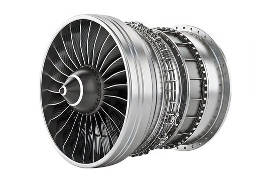 Advanced High-Bypass Jet Engine Turbofan Assembly Ultra Realistic Aerospace Engineering Render Isolated on White Background
