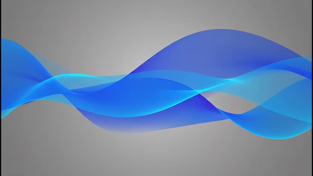Flowing blue translucent ribbons against a neutral grey background