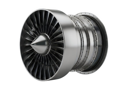 Advanced High-Bypass Jet Engine Turbofan Assembly Ultra Realistic Aerospace Engineering Render Isolated on White Background
