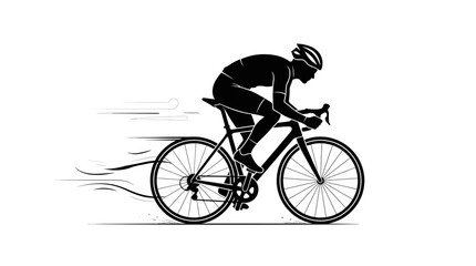 Fototapeta premium Black and white illustration of a cyclist riding a road bike.