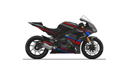 Obraz premium Modern Sport Motorcycle, Black and Red Accents