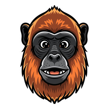 Orangutan Face Illustration - Close-up Portrait