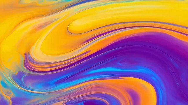 Vibrant Abstract Swirls of Purple, Yellow, and Blue Paint