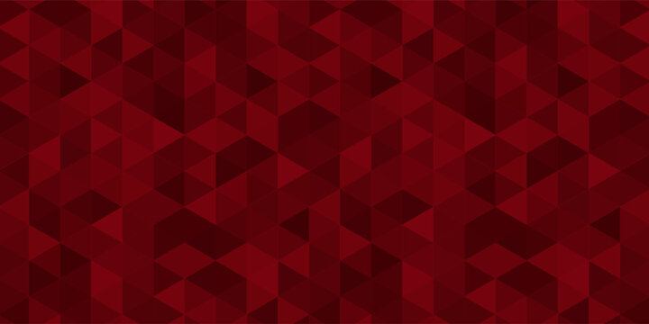 Abstract horizontal banner or background of small triangles in red colors.