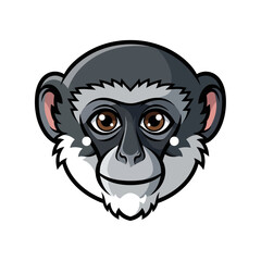 Naklejka premium Cartoon Monkey Face Illustration