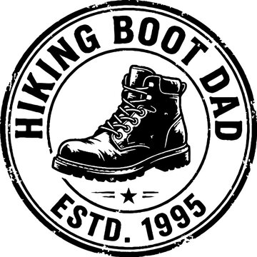 Hiking boot dad established 1995 outdoor badge
