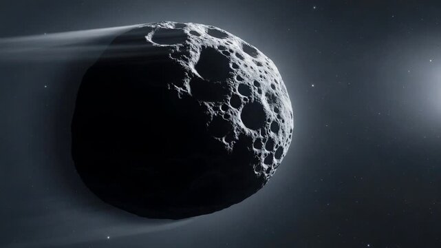 Asteroid Passing Through Space with Solar Illumination