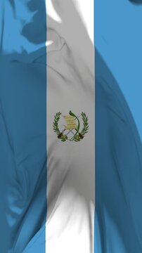 Guatemala Flag Waving in Slow Motion Loop Animation, Vertical Format