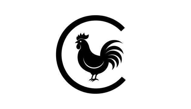Black Rooster Inside Circle Logo.