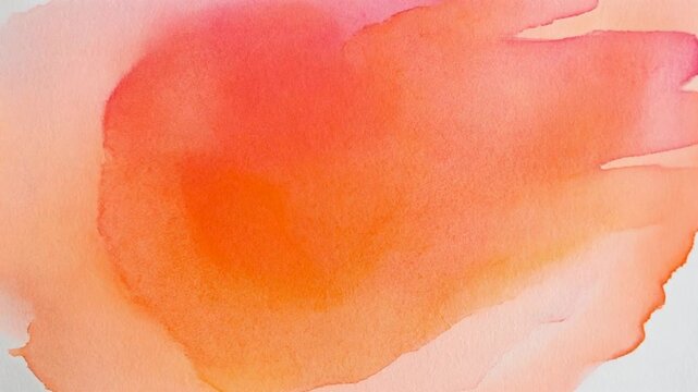 Extreme Close-Up Watercolor Wash Texture Warm Coral and Peach Ink Bleeding on White Paper Background Video