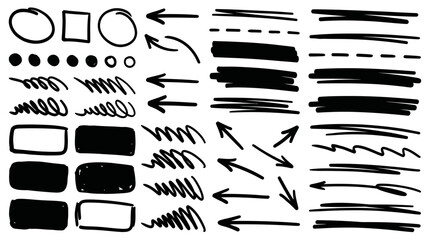 Hand-drawn doodle elements, arrows, lines, and shapes for design © matahari