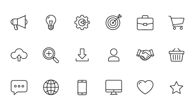 Cloud computing icons illustrating data transfer and storage with arrows and boxes