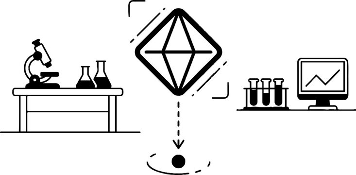 Laboratory research setup with microscope and data analysis monitor
