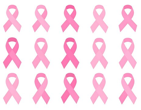 Pink breast cancer awareness ribbons.