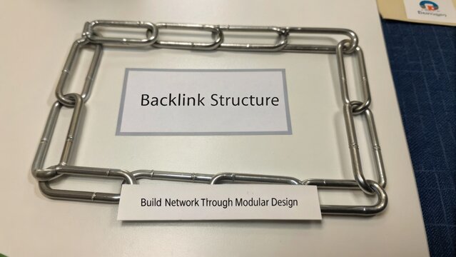 Backlink Structure Displayed with Interconnected Metal Links for Emphasizing Network Building and Modular Design Concepts in Business Strategies