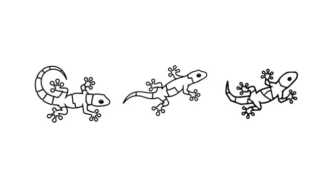 Stylized dotted lizard silhouettes in horizontal border