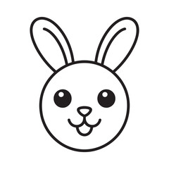 Fototapeta premium rabbit head silhouette black and white line drawing