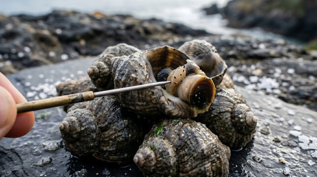 Traditional Coastal Periwinkles &ndash; Close-Up of Boiled Sea Snails with Melted Butter