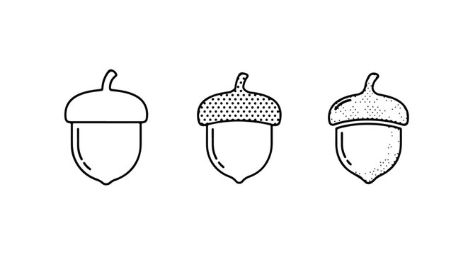 Acorn nut pattern in stippled line art for autumn
