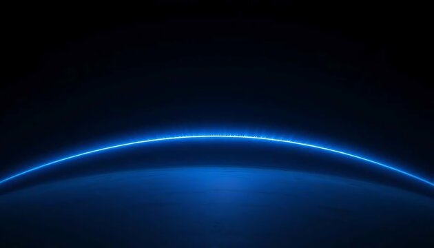 Deep Blue Glowing Curved Horizon Abstract Background