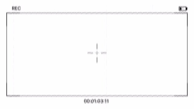 Camera recorder screen overlay with REC indicator, battery, timer, focus for cinematic editing. Viewfinder recording screen with line distortion for filmmaking. CCTV camera recording interface overlay
