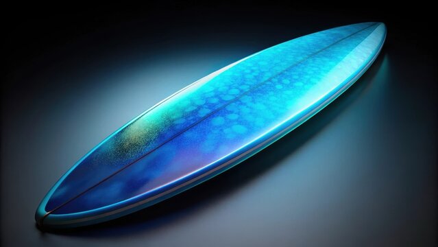Vibrant blue surfboard isolated on black background