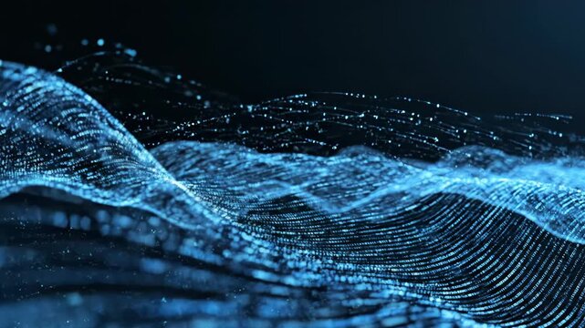 Blue Digital Technology Wave Futuristic blue glowing data lines and digital wave animation