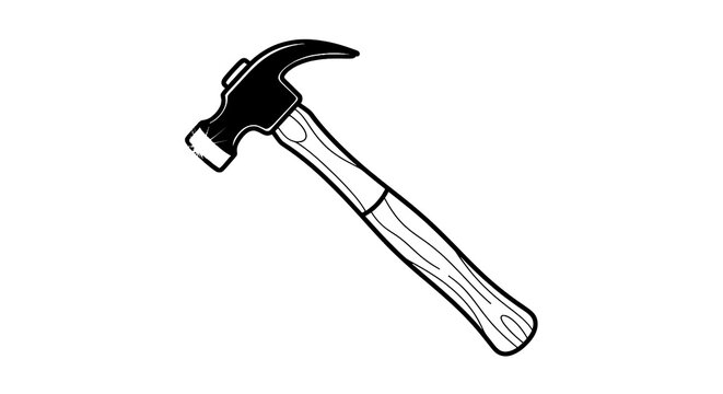 Hammer with wooden handle tool.