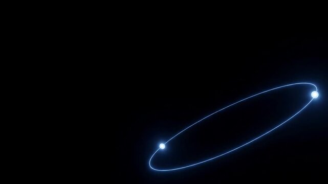 Atom model with glowing electrons orbiting a nucleus represents the fundamental structure of matter and science.