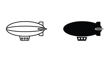 Simple zeppelin airship icon comparison black and white © Md