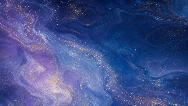 Deep blue and violet marble with shimmering gold foil fantasy ba