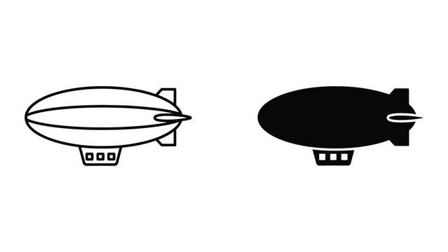 Simple zeppelin airship icon comparison black and white
