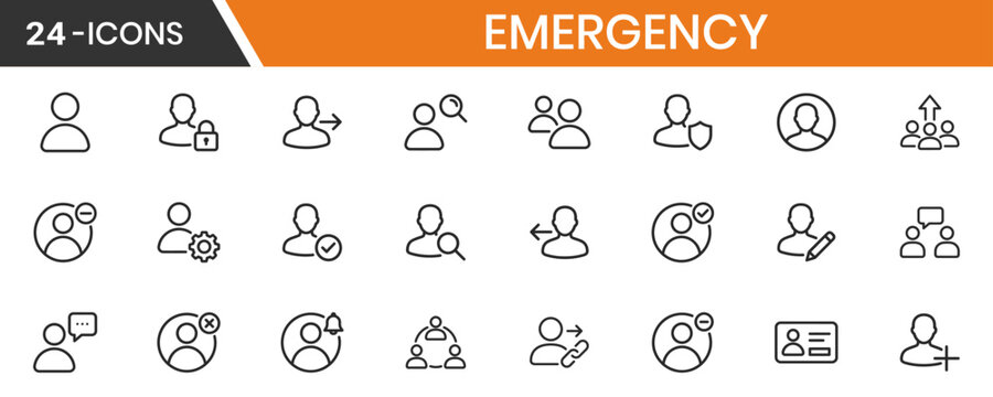 User Management Outline Icon Set Team Communication Social Network Line Icons Collection