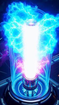 A Futuristic Energy Core Emitting Powerful Electric Blue and Pink Rays