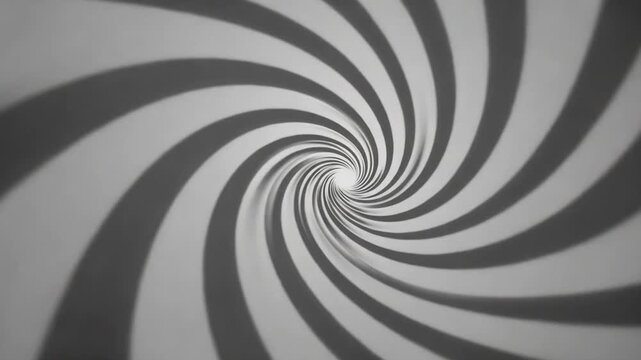 Spiral vortex creates a hypnotic black and white pattern that draws the viewer into a deep center point.