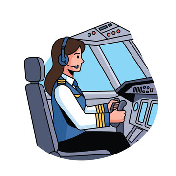 Pilot in cockpit wearing headset operating aircraft controls.