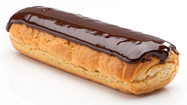 French dessert chocolate pastry eclair sweet baked creamy confection treat delicious french dessert eclair topped with smooth chocolate glaze