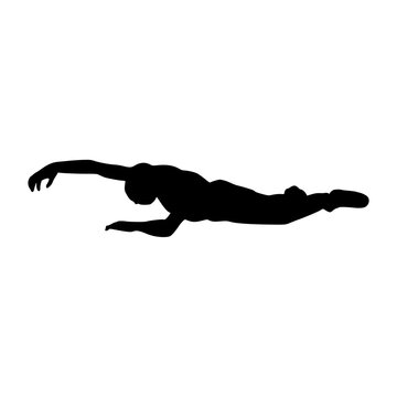 Crawling zombie monster silhouette. Spooky and scary character. Isolated on white background.
