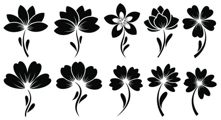 Obraz premium Black flower icons set