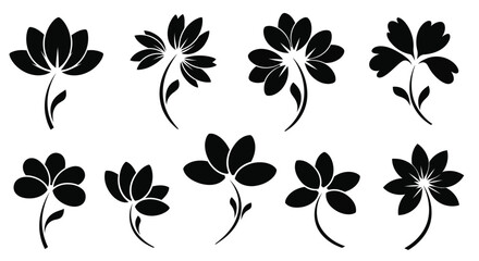 Obraz premium Black flower icons set