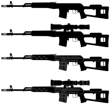 SVD Dragunov Sniper Rifle Silhouette Vector Illustration