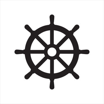 ship wheel helm stencil icon silhouette vector illustration.