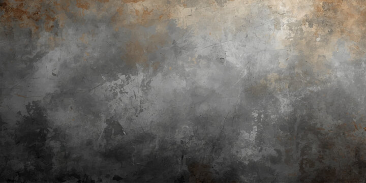 A dark, weathered backdrop featuring a fusion of aged grunge metal texture and rough gray concrete wall pattern with subtle hints of smoke and vintage design