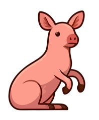 Obraz premium Cute cartoon pig sitting in minimalist line art style illustration isolated on white background
