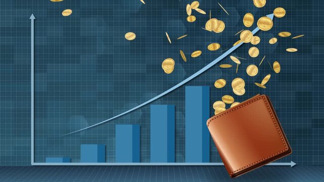 Animated Rising Cost of Living with Gold Coins Flying Out of Wallet